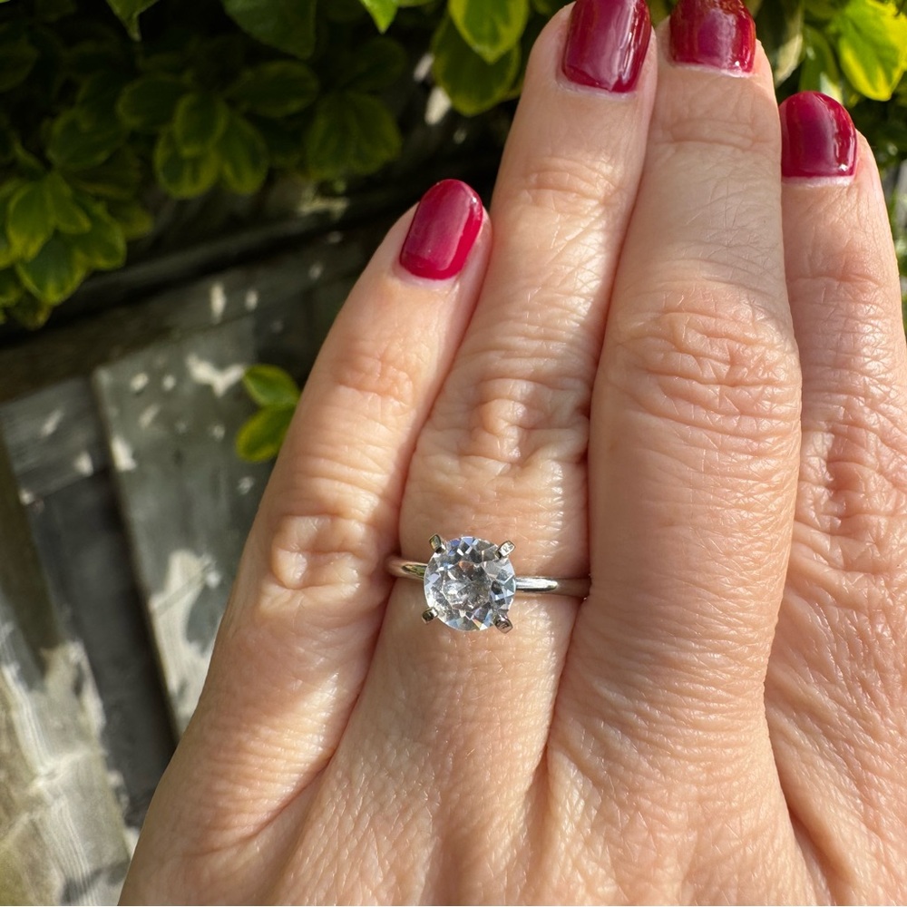 UNCAS Solitaire Ring Silver Engagement CZ Size 5.5 Vintage